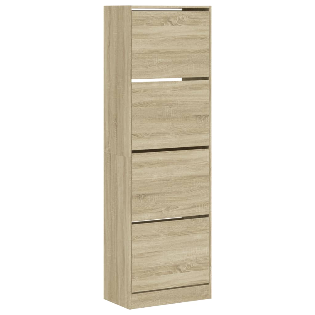 Schoenenkast met 4 klaplades 60x34x187,5 cm sonoma eikenkleurig - AllerleiShop