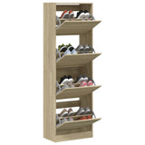 Schoenenkast met 4 klaplades 60x34x187,5 cm sonoma eikenkleurig - AllerleiShop