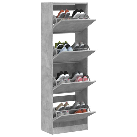 Schoenenkast met 4 klaplades 60x34x187,5 cm betongrijs - AllerleiShop