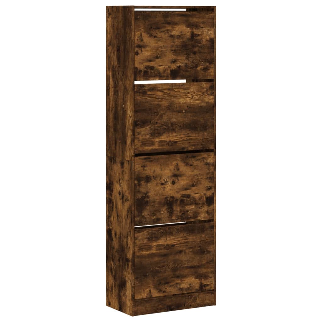 Schoenenkast met 4 klaplades 60x34x187,5 cm gerookt eikenkleur - AllerleiShop