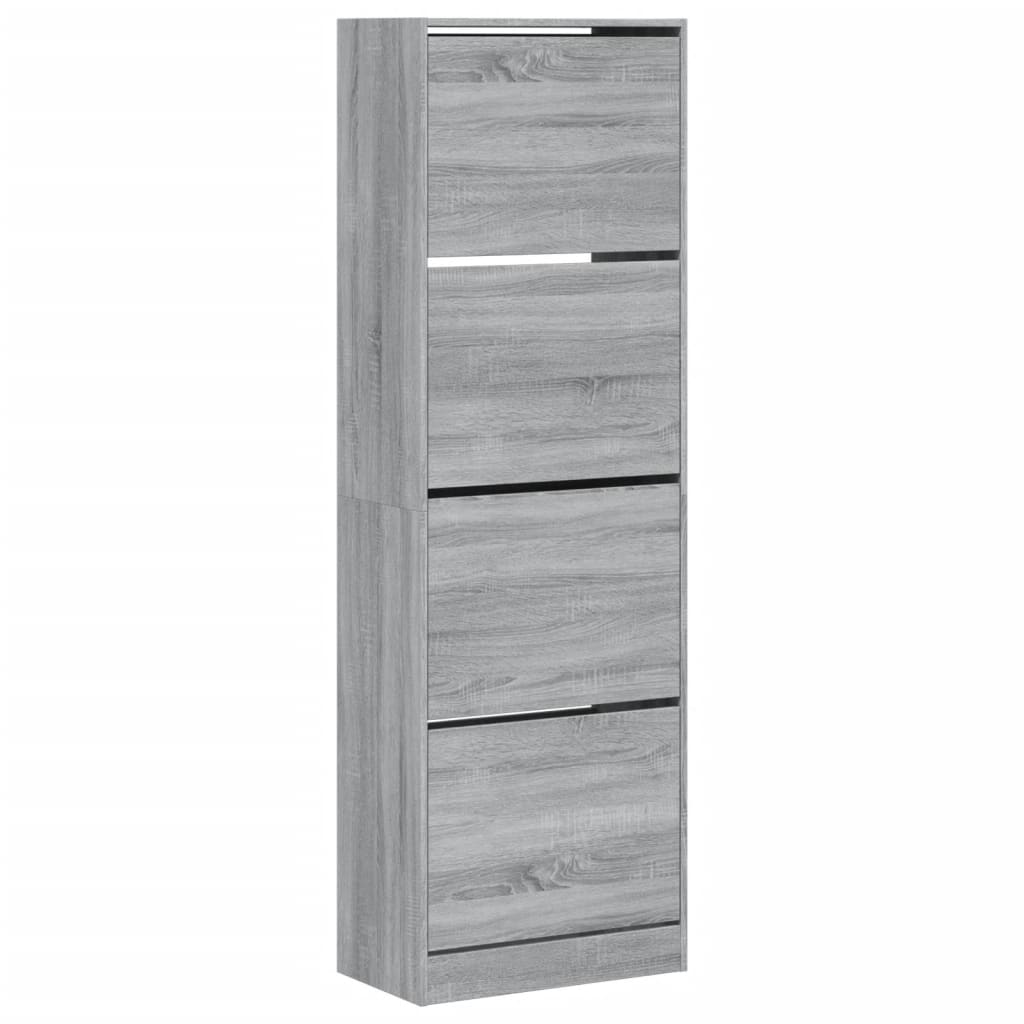 Schoenenkast met 4 klaplades 60x34x187,5 cm grijs sonoma - AllerleiShop