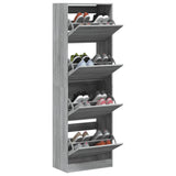 Schoenenkast met 4 klaplades 60x34x187,5 cm grijs sonoma - AllerleiShop