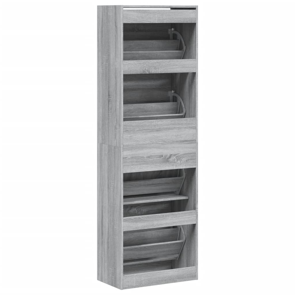 Schoenenkast met 4 klaplades 60x34x187,5 cm grijs sonoma - AllerleiShop