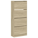 Schoenenkast met 4 klaplades 80x34x187,5 cm sonoma eikenkleurig - AllerleiShop