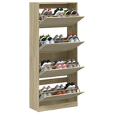 Schoenenkast met 4 klaplades 80x34x187,5 cm sonoma eikenkleurig - AllerleiShop