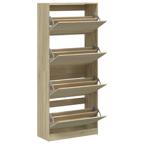 Schoenenkast met 4 klaplades 80x34x187,5 cm sonoma eikenkleurig - AllerleiShop