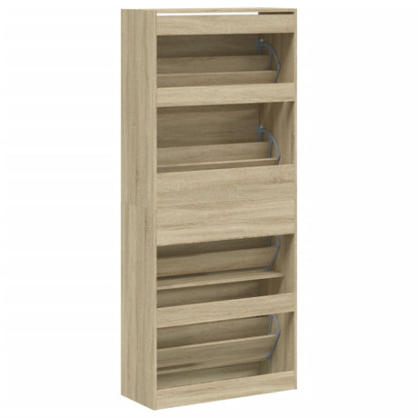 Schoenenkast met 4 klaplades 80x34x187,5 cm sonoma eikenkleurig - AllerleiShop