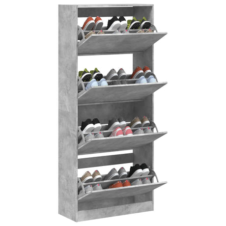 Schoenenkast met 4 klaplades 80x34x187,5 cm betongrijs - AllerleiShop