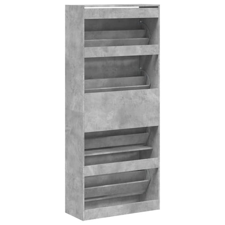 Schoenenkast met 4 klaplades 80x34x187,5 cm betongrijs - AllerleiShop