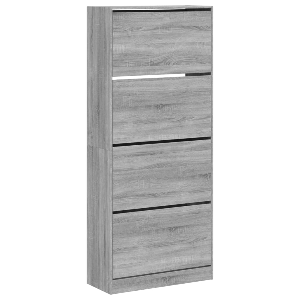 Schoenenkast met 4 klaplades 80x34x187,5 cm grijs sonoma - AllerleiShop