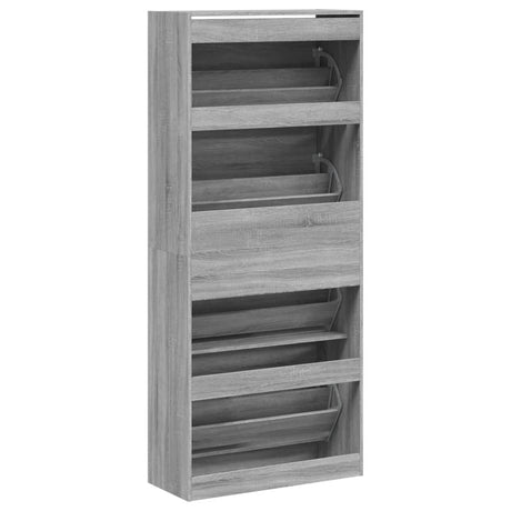 Schoenenkast met 4 klaplades 80x34x187,5 cm grijs sonoma - AllerleiShop