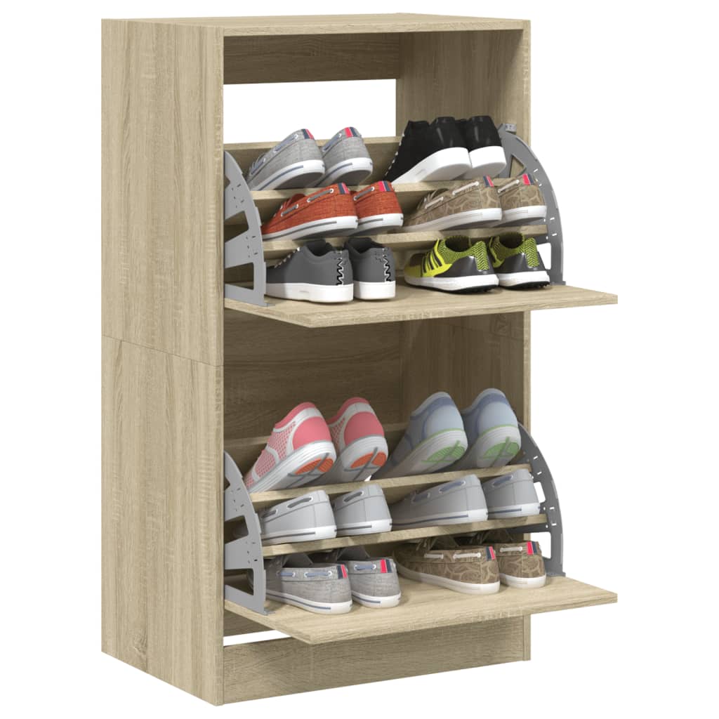 Schoenenkast met 2 klaplades 60x42x108 cm sonoma eikenkleurig - AllerleiShop