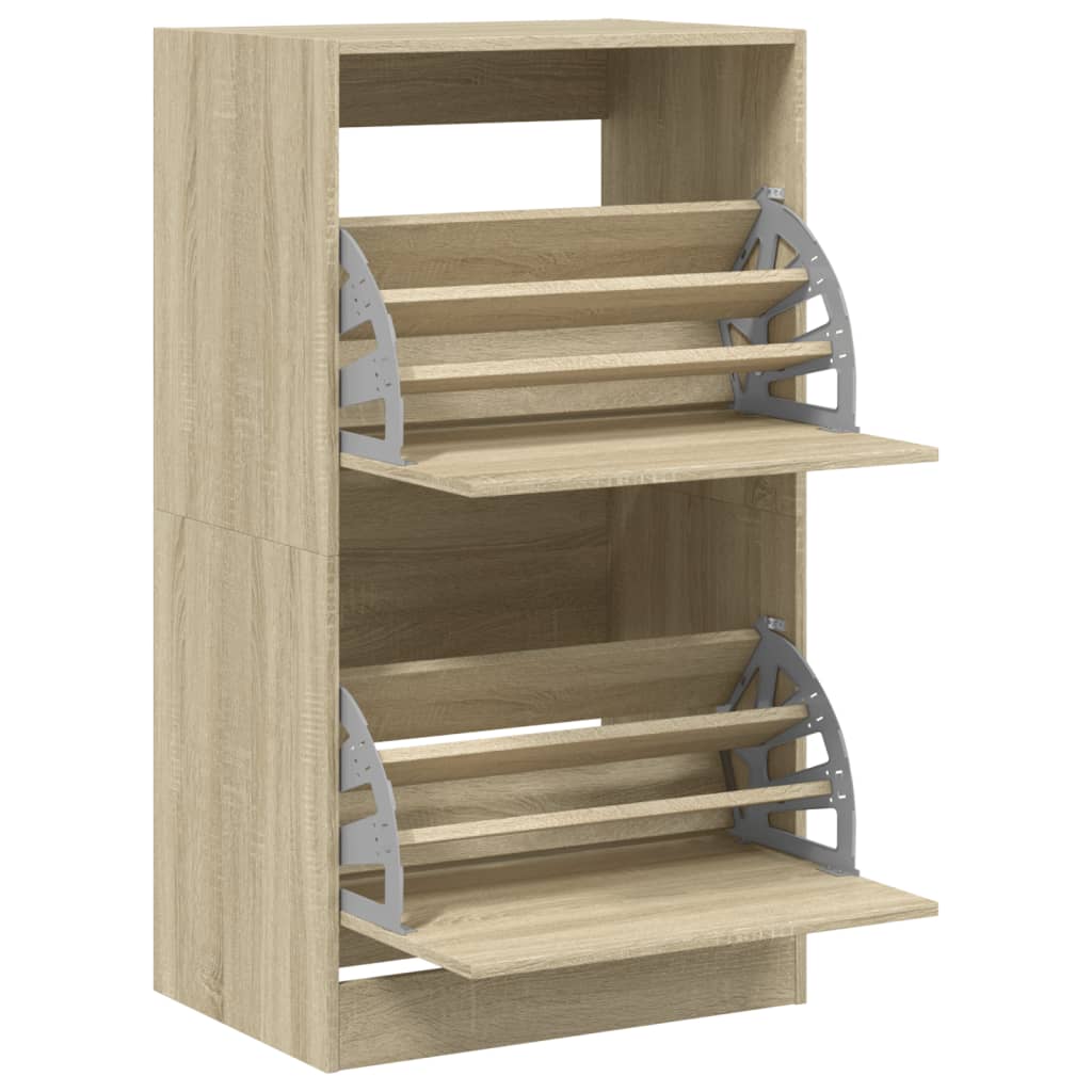 Schoenenkast met 2 klaplades 60x42x108 cm sonoma eikenkleurig - AllerleiShop