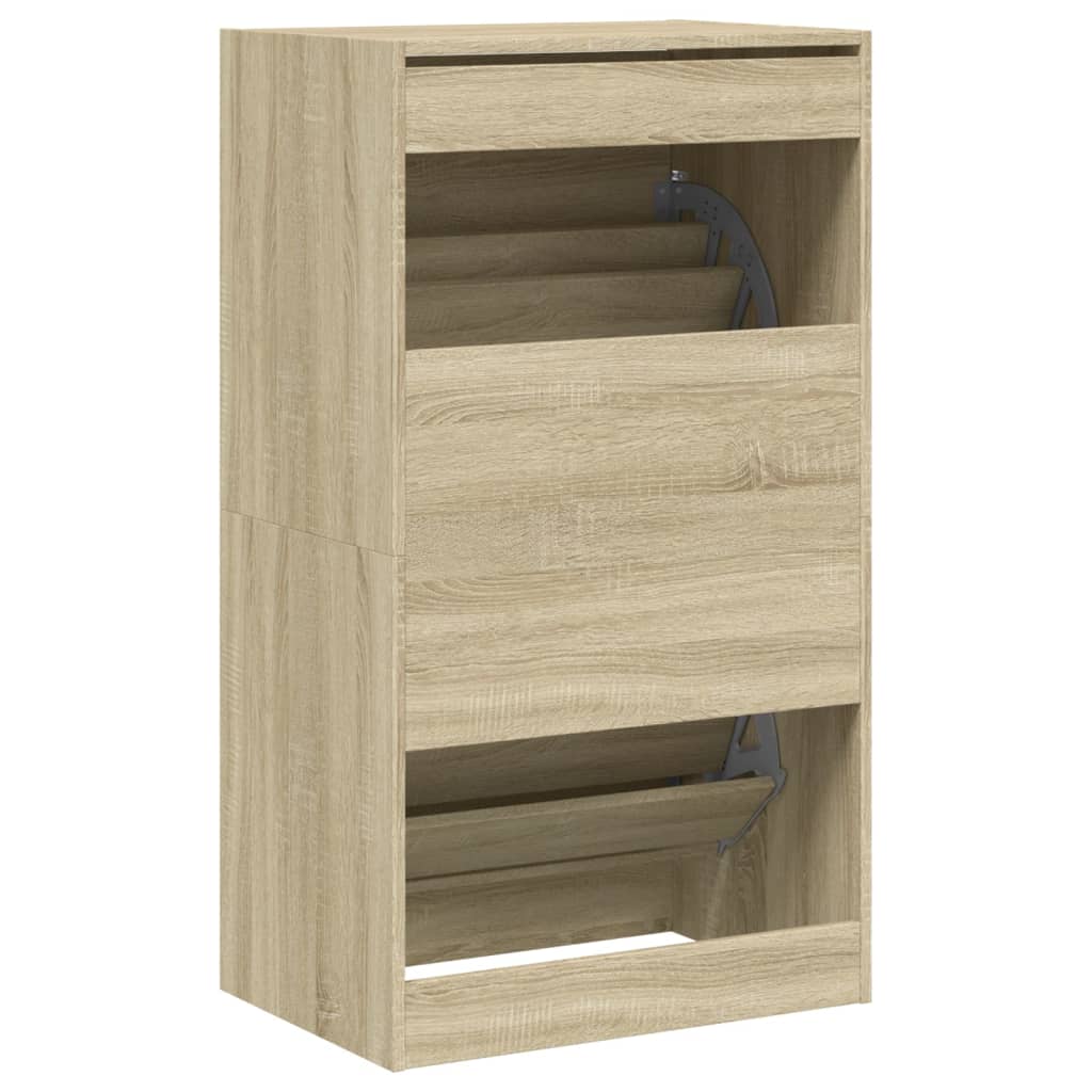 Schoenenkast met 2 klaplades 60x42x108 cm sonoma eikenkleurig - AllerleiShop