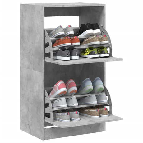 Schoenenkast met 2 klaplades 60x42x108 cm betongrijs - AllerleiShop