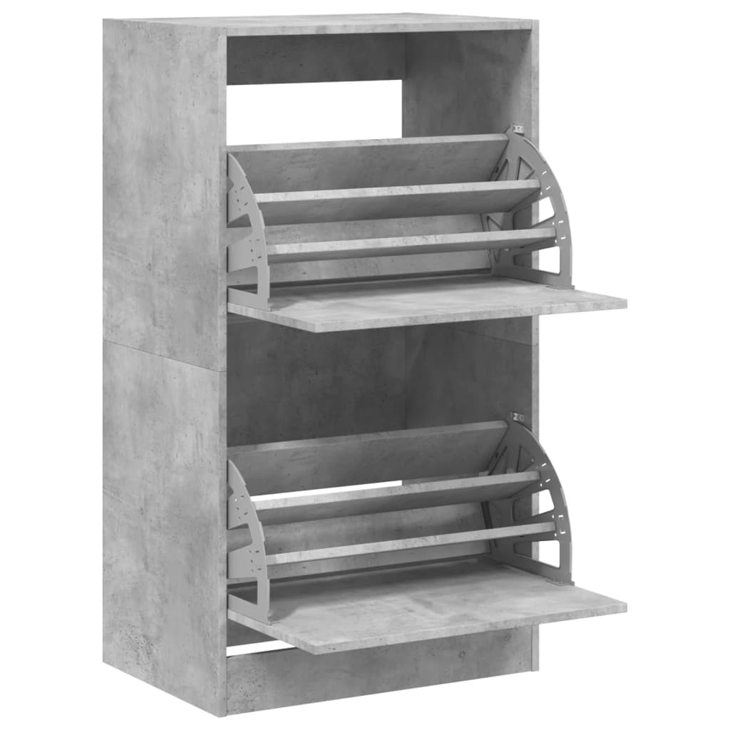 Schoenenkast met 2 klaplades 60x42x108 cm betongrijs - AllerleiShop