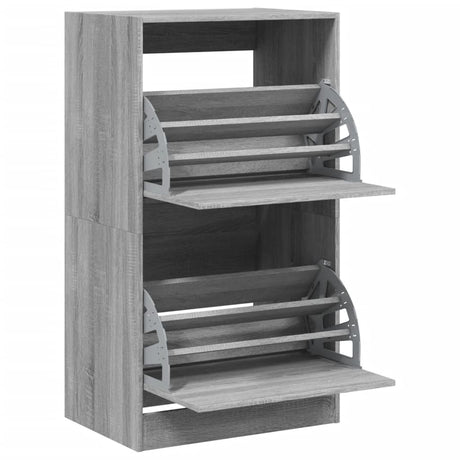 Schoenenkast met 2 klaplades 60x42x108 cm grijs sonoma - AllerleiShop