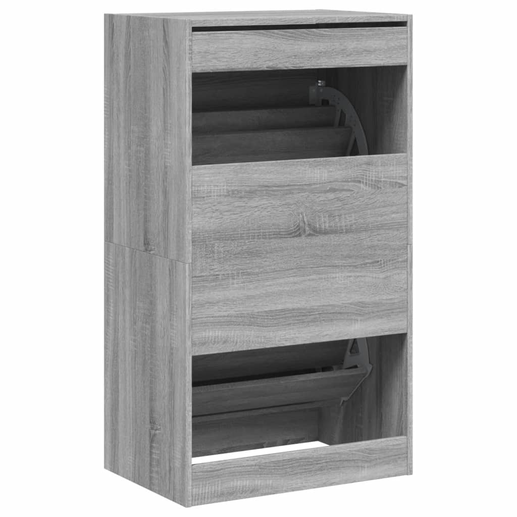 Schoenenkast met 2 klaplades 60x42x108 cm grijs sonoma - AllerleiShop