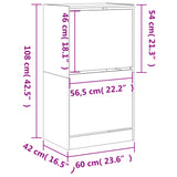 Schoenenkast met 2 klaplades 60x42x108 cm grijs sonoma - AllerleiShop