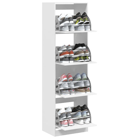 Schoenenkast met 4 klaplades 60x42x204 cm wit - AllerleiShop