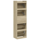 Schoenenkast met 4 klaplades 60x42x204 cm sonoma eikenkleurig - AllerleiShop