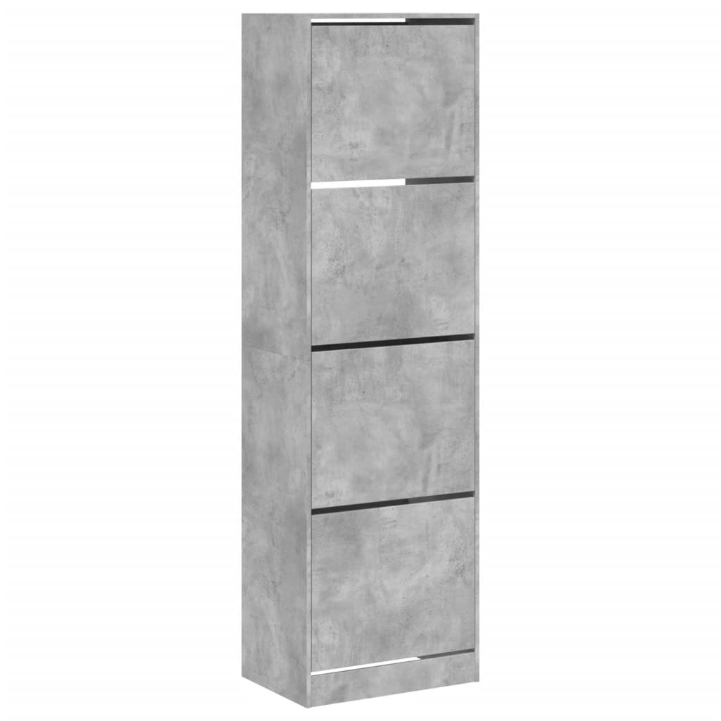 Schoenenkast met 4 klaplades 60x42x204 cm betongrijs - AllerleiShop