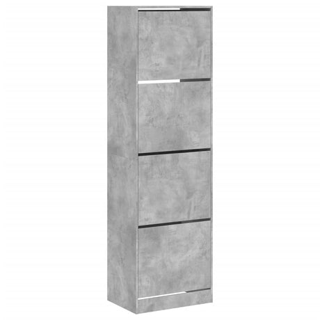 Schoenenkast met 4 klaplades 60x42x204 cm betongrijs - AllerleiShop