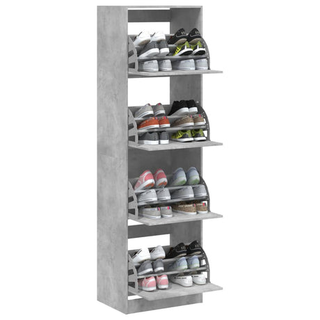 Schoenenkast met 4 klaplades 60x42x204 cm betongrijs - AllerleiShop