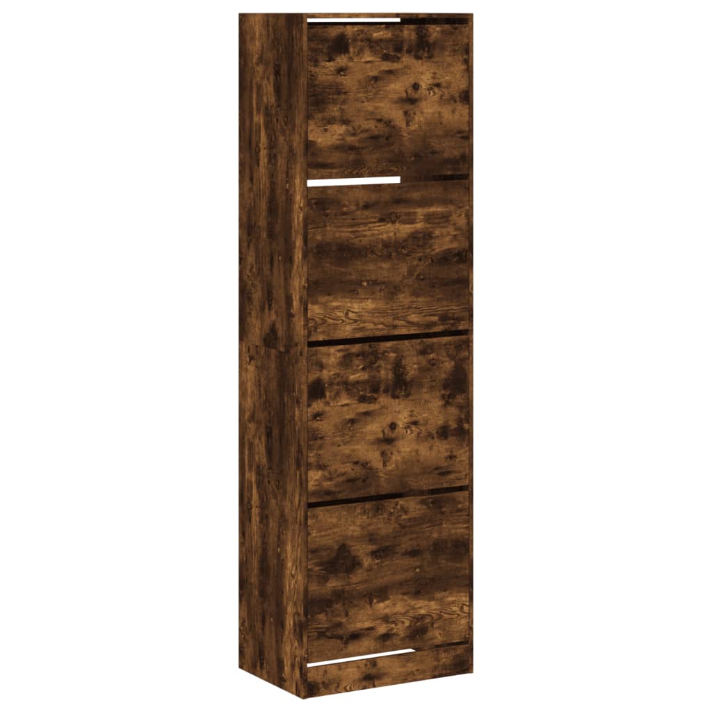 Schoenenkast met 4 klaplades 60x42x204 cm gerookt eikenkleurig - AllerleiShop