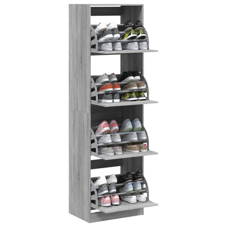 Schoenenkast met 4 klaplades 60x42x204 cm grijs sonoma - AllerleiShop