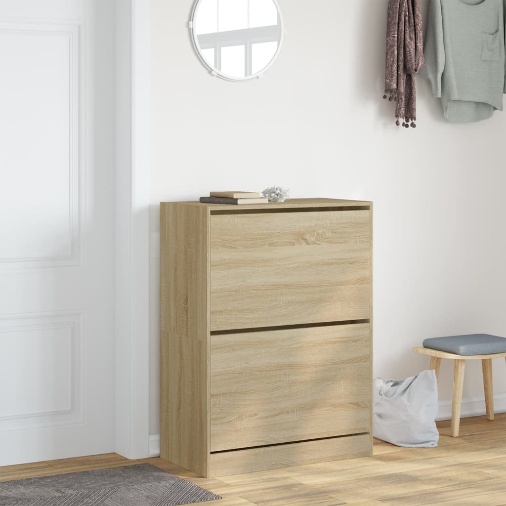 Schoenenkast met 2 klaplades 80x42x108 cm sonoma eikenkleurig - AllerleiShop