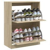 Schoenenkast met 2 klaplades 80x42x108 cm sonoma eikenkleurig - AllerleiShop