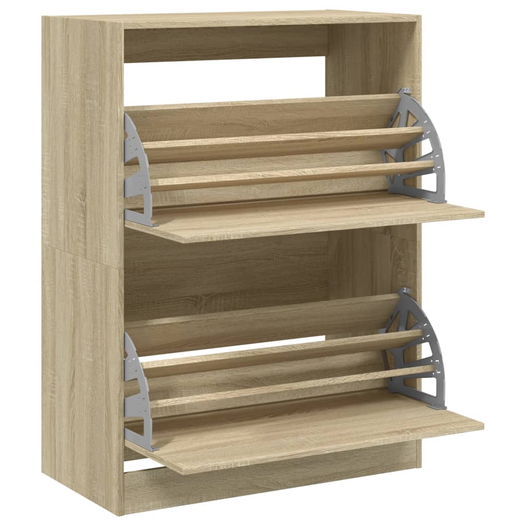 Schoenenkast met 2 klaplades 80x42x108 cm sonoma eikenkleurig - AllerleiShop