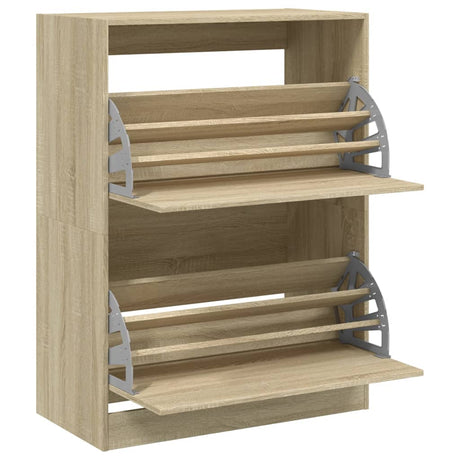 Schoenenkast met 2 klaplades 80x42x108 cm sonoma eikenkleurig - AllerleiShop