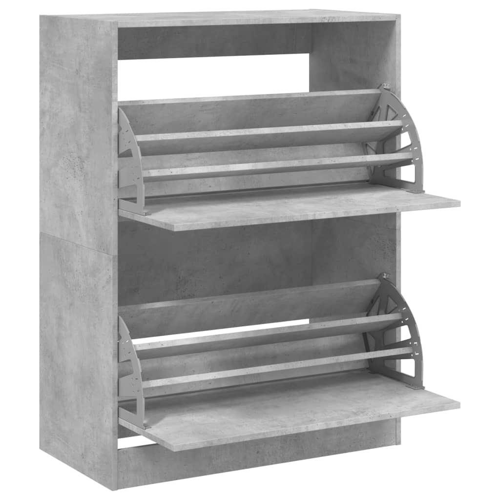 Schoenenkast met 2 klaplades 80x42x108 cm betongrijs - AllerleiShop