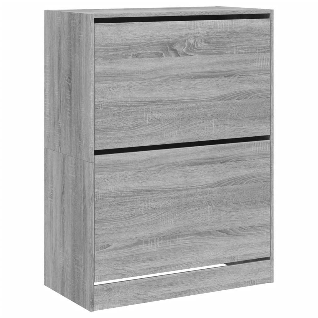 Schoenenkast met 2 klaplades 80x42x108 cm grijs sonoma - AllerleiShop