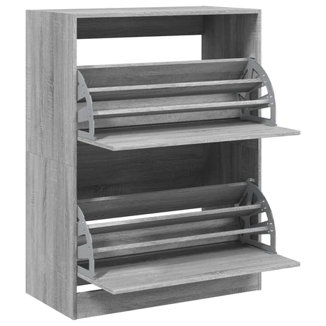 Schoenenkast met 2 klaplades 80x42x108 cm grijs sonoma - AllerleiShop