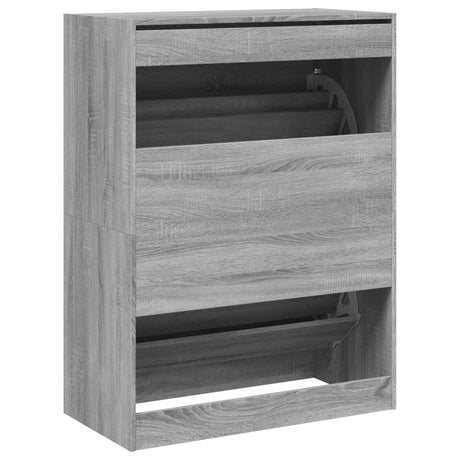 Schoenenkast met 2 klaplades 80x42x108 cm grijs sonoma - AllerleiShop