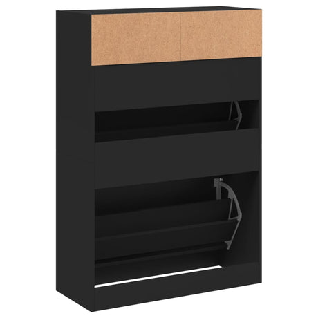 Schoenenkast met 2 klaplades 80x34x116 cm zwart - AllerleiShop