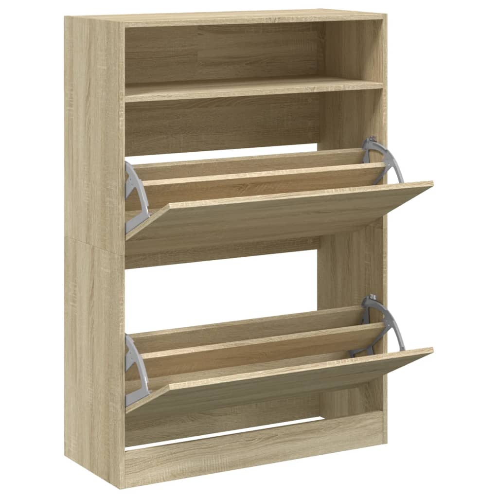 Schoenenkast met 2 klaplades 80x34x116 cm sonoma eikenkleurig - AllerleiShop