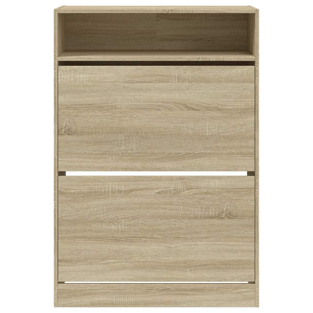 Schoenenkast met 2 klaplades 80x34x116 cm sonoma eikenkleurig - AllerleiShop