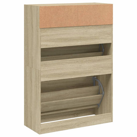 Schoenenkast met 2 klaplades 80x34x116 cm sonoma eikenkleurig - AllerleiShop