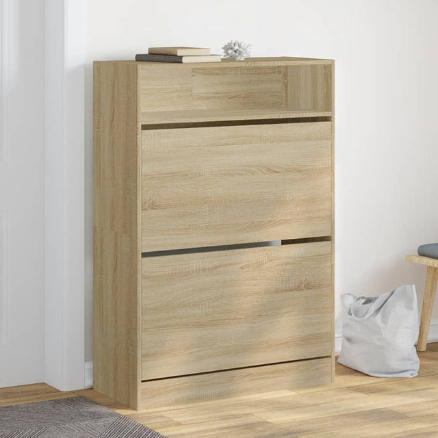 Schoenenkast met 2 klaplades 80x34x116 cm sonoma eikenkleurig - AllerleiShop