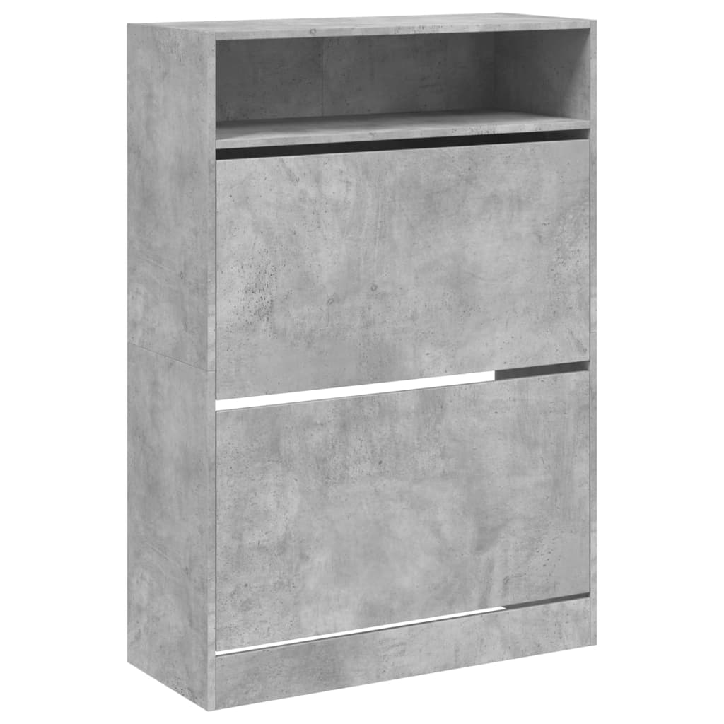 Schoenenkast met 2 klaplades 80x34x116 cm betongrijs - AllerleiShop