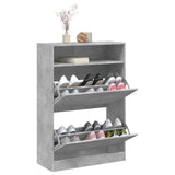 Schoenenkast met 2 klaplades 80x34x116 cm betongrijs - AllerleiShop