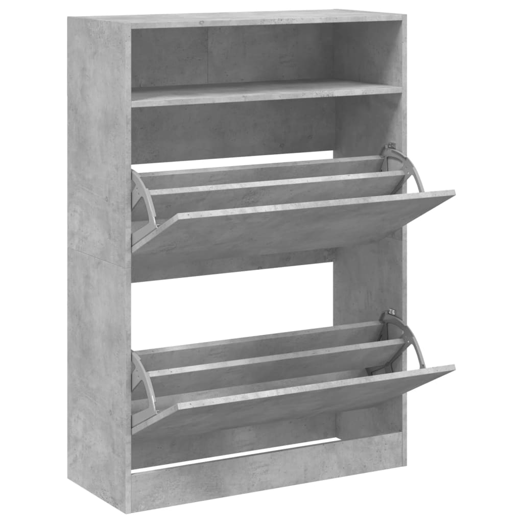 Schoenenkast met 2 klaplades 80x34x116 cm betongrijs - AllerleiShop