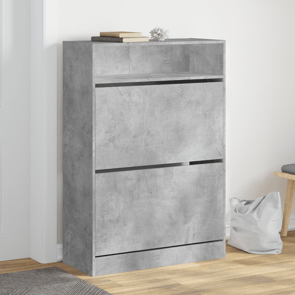 Schoenenkast met 2 klaplades 80x34x116 cm betongrijs - AllerleiShop