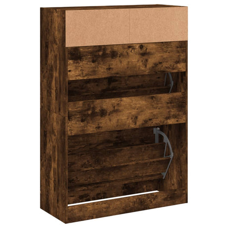 Schoenenkast met 2 klaplades 80x34x116 cm gerookt eikenkleurig - AllerleiShop