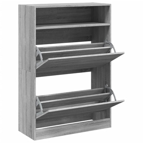 Schoenenkast met 2 klaplades 80x34x116 cm grijs sonoma - AllerleiShop