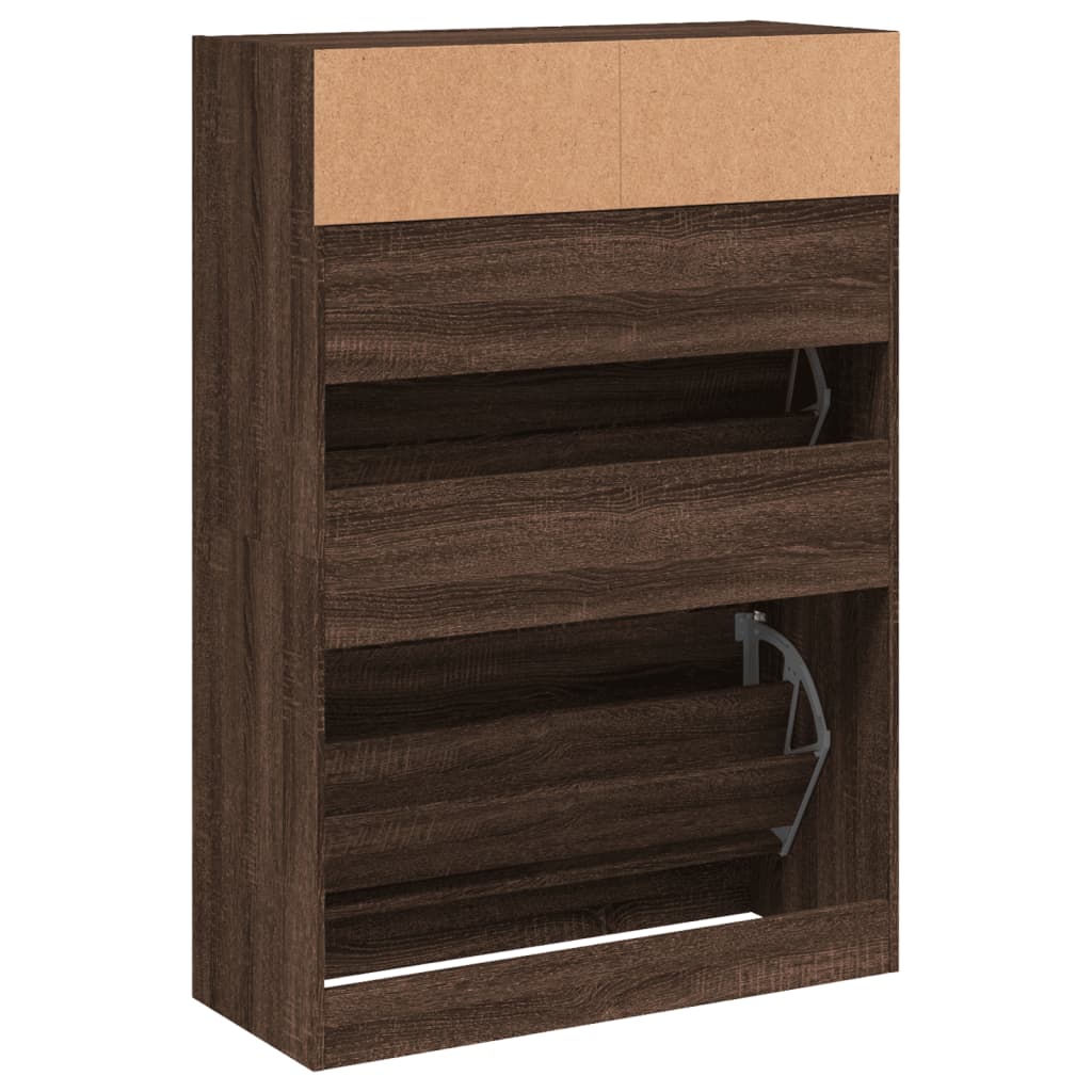 Schoenenkast met 2 klaplades 80x34x116 cm bruin eikenkleur - AllerleiShop